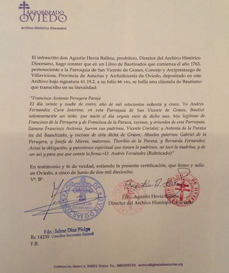Transcripción acta de bautismo.