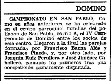 Campeonato de Domino con Joaquín Ruiz Peruyera.