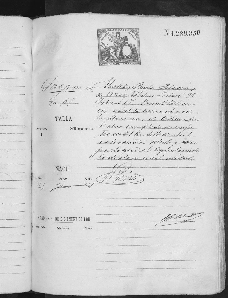 Documento de reclutamiento de Matias Puerta Palacios.
