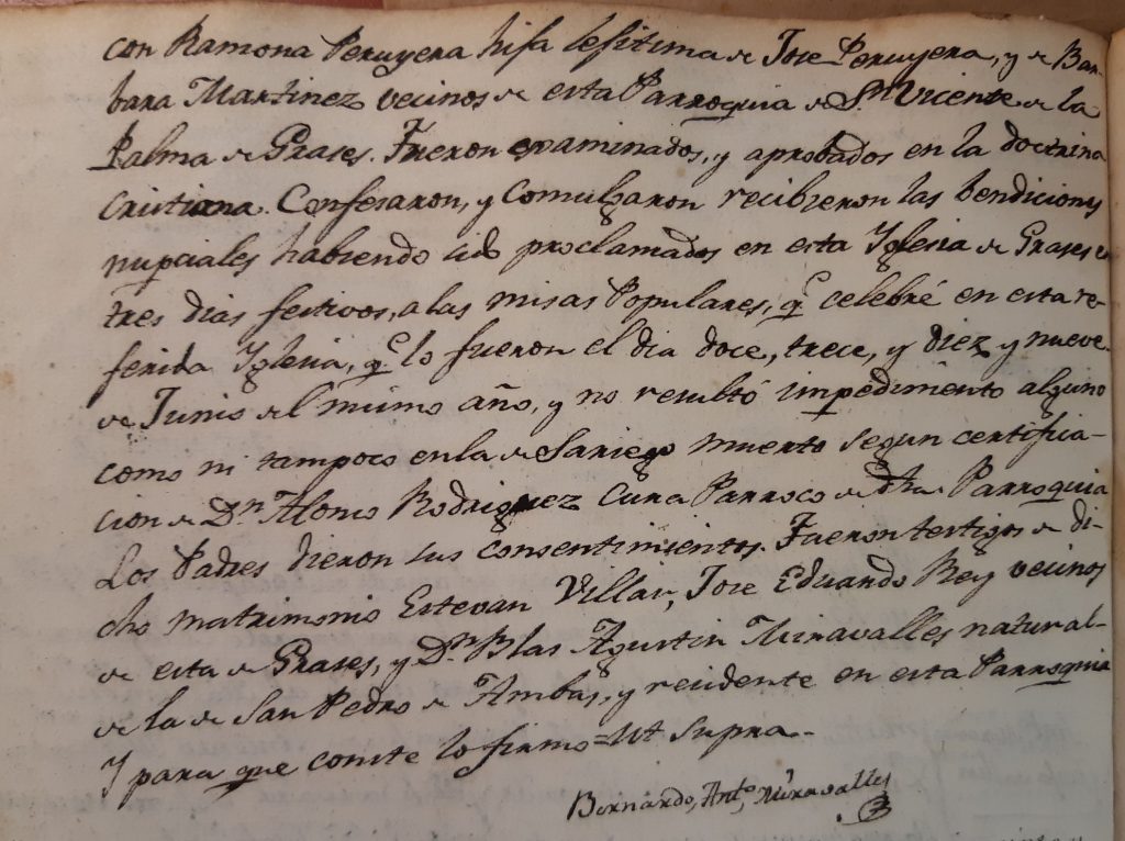 Acta de matrimonio de María Ramona y Francisco (segunda parte). 