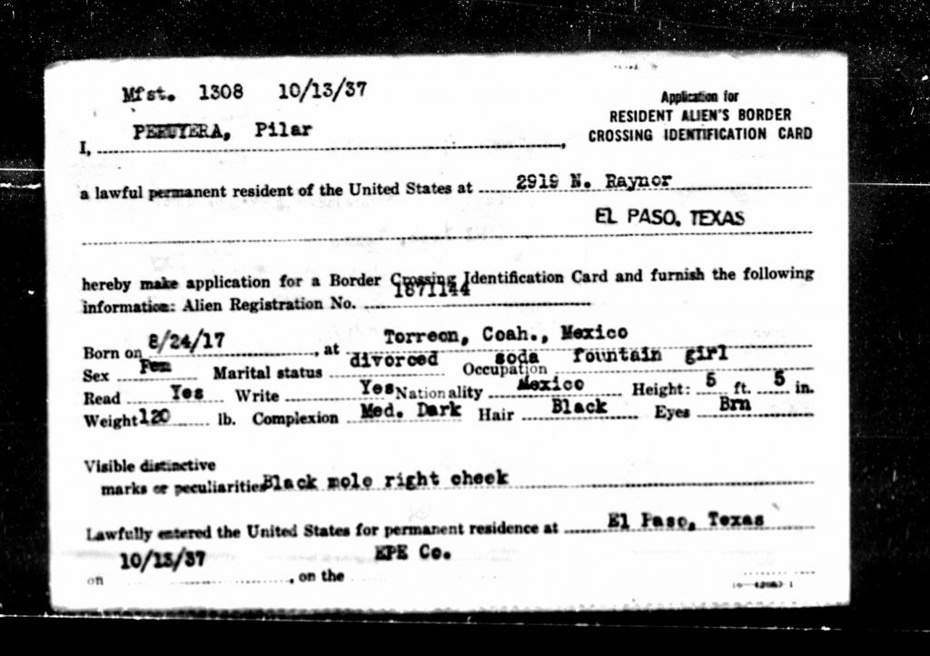 Documento de residencia en El Paso (Texas, EEUU).