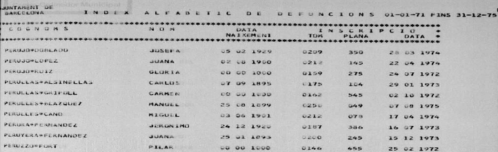 Inscripción de defunción en Barcelona de Juana Peruyera Fernández.