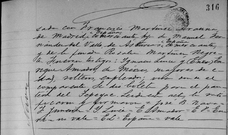 Acta de defunción de María de la Concepción Fernández del Valle y Martínez Negrete (parte dos).