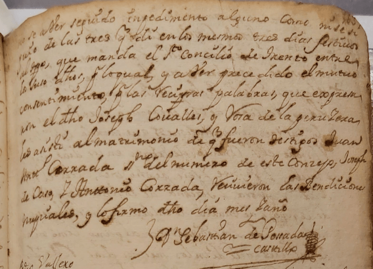 Partida de matrimonio de Rosa de La Peruyera de Algara con José Covalles (parte dos).