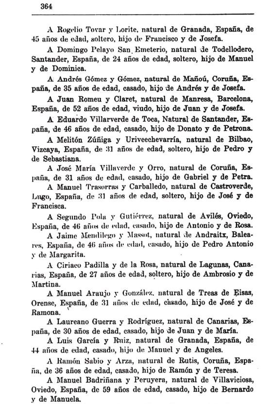 Extracto de las cartas de naturalización cubana del año 1909.