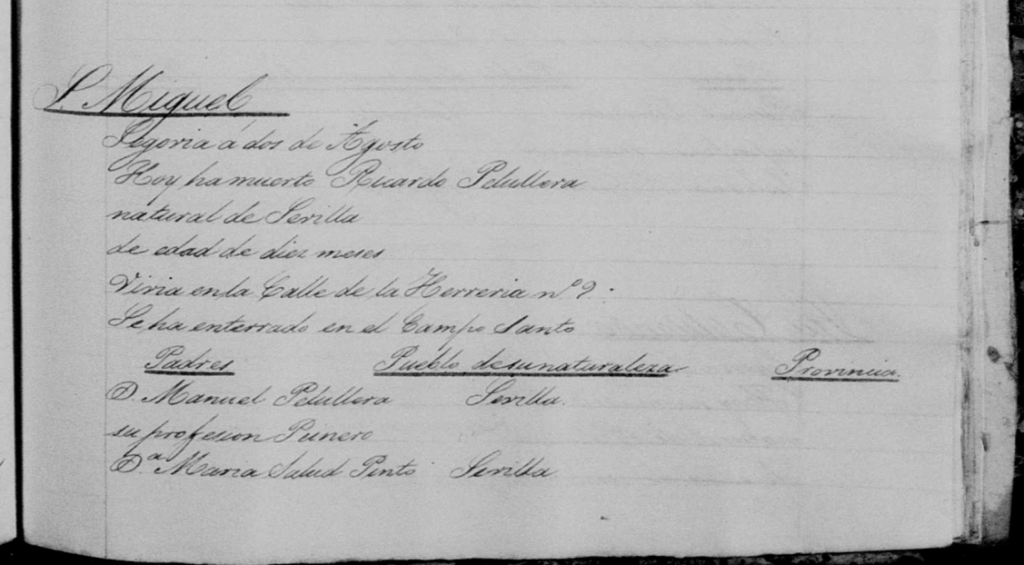 Acta de defunción de Ricardo Manuel Eustaquio Mariano Peruyera Pinto.